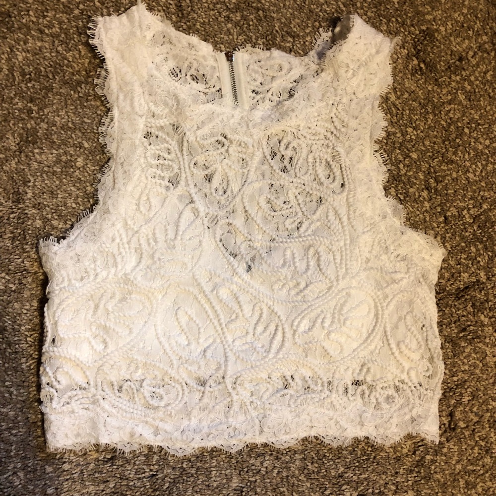 Missguided White Lace Crop Top